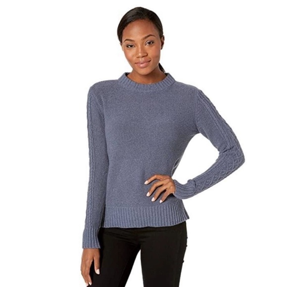 Toad & Co Cambridge Cable Crewneck sweater in denim blue, Extra Small, XS - Picture 11 of 13